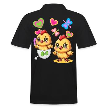 Retro Easter Egg Eggs Chick 80s 90s Kids - Men's Polo Shirt - black - Back - Kai (181cm)
