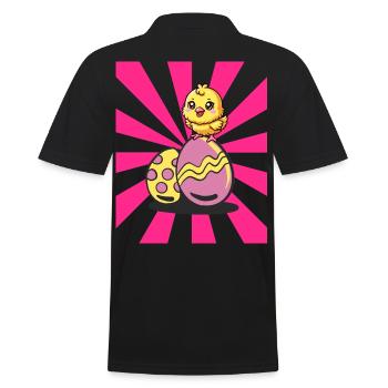 Retro Easter Chicks Easter Eggs Chicken Chickens Kids - Men's Polo Shirt - black - Back - Kai (181cm)