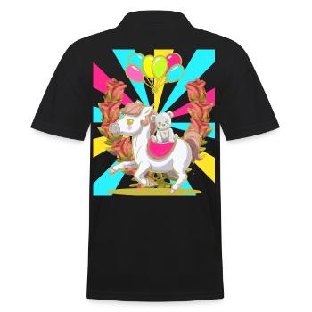 Kids Retro Birthday Horse Teddy Balloons - Men's Polo Shirt - black - Back - Kai (181cm)