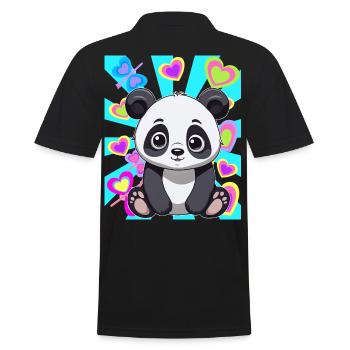 Panda Panda Bear Kids Child Retro 80s 90s Bear - Men's Polo Shirt - black - Back - Kai (181cm)