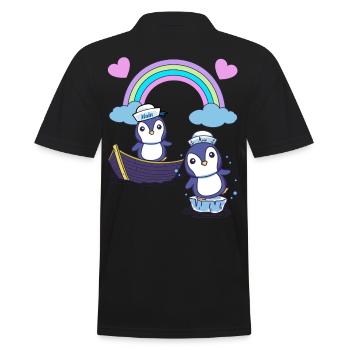 maritim Pinguin Pinguine Boot Moin Seemann - Männer Poloshirt - Schwarz - Hinten - Kai (181cm)