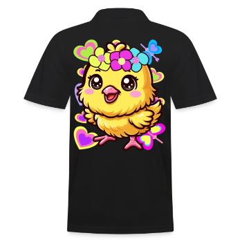 Chick Easter Kids Child Baby Chicken - Men's Polo Shirt - black - Back - Kai (181cm)