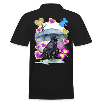 Spring Raven Retro Raven Crow Crows Vintage - Men's Polo Shirt - black - Back - Kai (181cm)