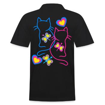 Chat Chats Rétro Vintage Années 80 Années 90 - Polo Homme - noir - Dos - Kai (181cm)