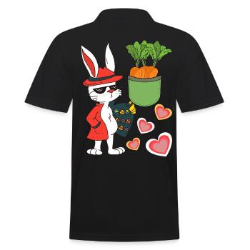 Osterhase Osterei Ostereier Hase Retro 80er 90er - Männer Poloshirt - Schwarz - Hinten - Kai (181cm)