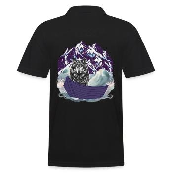 Husky Dog Dogs Maritime Boat Boats Adventure - Men's Polo Shirt - black - Back - Kai (181cm)