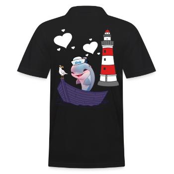 Delphin Fisch Fische maritim Kinder Kind Boot - Männer Poloshirt - Schwarz - Hinten - Kai (181cm)
