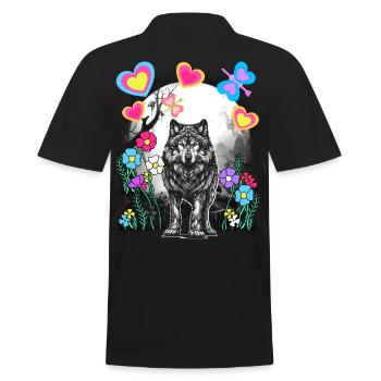 Loups Rétro Loups Conte de Fées Conte de Fées Personnage Vintage - Polo Homme - noir - Dos - Kai (181cm)