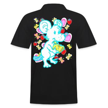 Retro Maus Ratte Mäuse Ratten Kinder Kind - Männer Poloshirt - Schwarz - Hinten - Kai (181cm)
