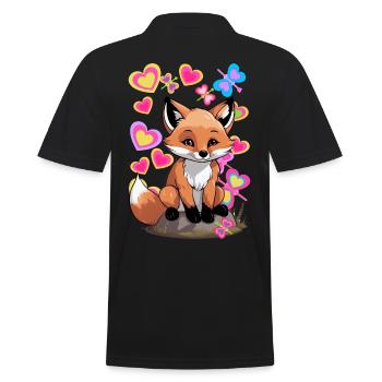 Renard, Animaux De La Forêt, Renards, Printemps, Papillons - Polo Homme - noir - Dos - Kai (181cm)