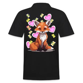 Fox Foxes Retro Vintage Kids Child Fairy Tale - Men's Polo Shirt - black - Back - Kai (181cm)