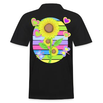 Sonnenblume Sonnenblumen Retro Blume Garten - Männer Poloshirt - Schwarz - Hinten - Kai (181cm)