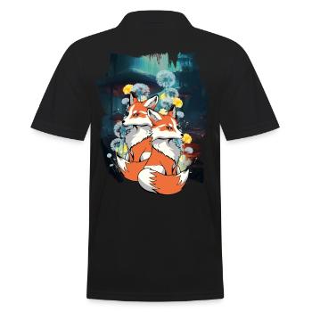 Animaux de la forêt, renards, renards, forêt, animaux sauvages - Polo Homme - noir - Dos - Kai (181cm)