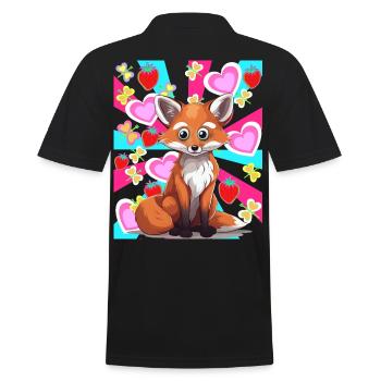 Rétro été renard habitant de la forêt fraises des années 80 - Polo Homme - noir - Dos - Kai (181cm)