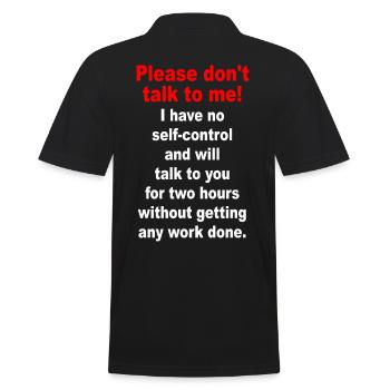Bitte Sprich Mich Nicht An Ironie Sarkasmus Büro - Männer Poloshirt - Schwarz - Hinten - Kai (181cm)