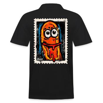 Crazy cartoon sausage with drooling out of the mouth - Men's Polo Shirt - black - Back - Kai (181cm)