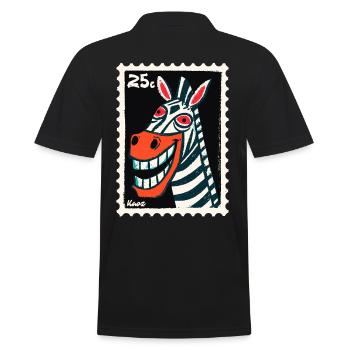 Grinning zebra in stamp look - Men's Polo Shirt - black - Back - Kai (181cm)