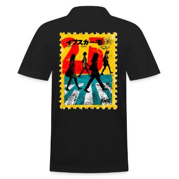 Passage piéton de Tokyo – Timbre-poste rétro - Polo Homme - noir - Dos - Kai (181cm)