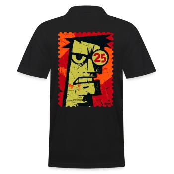 Angry guy with monocle as a stamp - Men's Polo Shirt - black - Back - Kai (181cm)