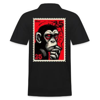 Cool monkey on postage stamp - Men's Polo Shirt - black - Back - Kai (181cm)