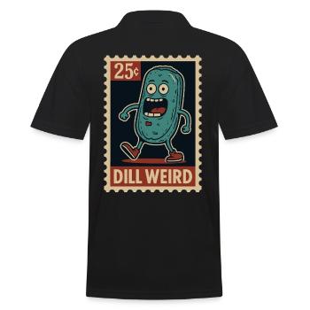 Komische Gurke als Briefmarke - Männer Poloshirt - Schwarz - Hinten - Kai (181cm)