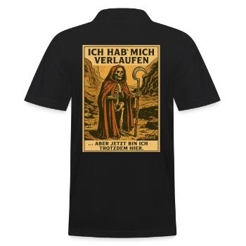 Sensemann hat sich verlaufen - Männer Poloshirt - Schwarz - Hinten - Kai (181cm)
