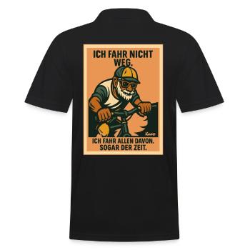 Alter Mann fährt Rad, Allen und der Zeit davon - Männer Poloshirt - Schwarz - Hinten - Kai (181cm)