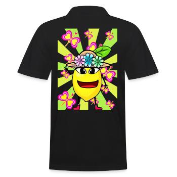Retro Lemon Kids Child Girl Boys Fruit - Men's Polo Shirt - black - Back - Kai (181cm)