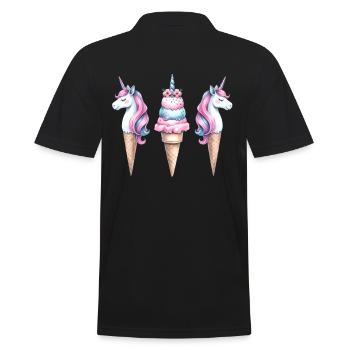 Retro Einhörner Eis Eiskreme Eiscrem Kinder Kind - Männer Poloshirt - Schwarz - Hinten - Kai (181cm)