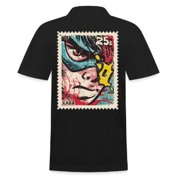 Héros de bande dessinée comme tampon rétro - Polo Homme - noir - Dos - Kai (181cm)