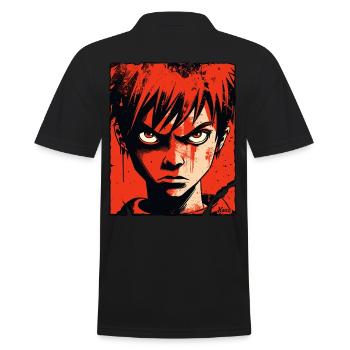 Angry boy in red cartoon style - Men's Polo Shirt - black - Back - Kai (181cm)