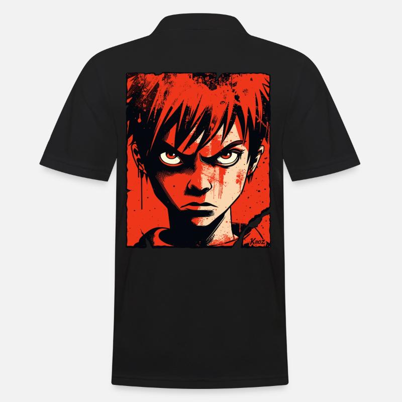 Wütender Junge im roten Comic-Stil - Männer Poloshirt - Schwarz