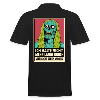 Zombie mit Spruch: „Ich halte nicht durch“ - Männer Poloshirt - Schwarz - Hinten - Kai (181cm)