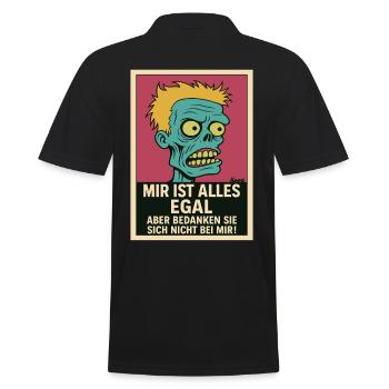 Zombi mit Haltung: „Mir ist alles egal!“ - Männer Poloshirt - Schwarz - Hinten - Kai (181cm)
