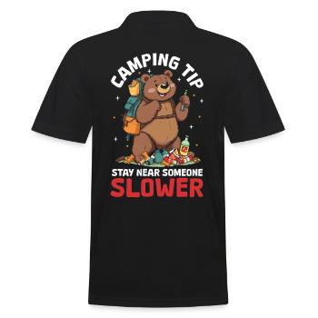 Camping Bärenangriff Tipp Lustig Wandern Camper - Männer Poloshirt - Schwarz - Hinten - Kai (181cm)