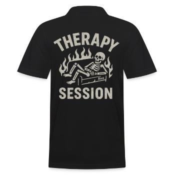 Therapiestunde Skelett – Alles brennt trotzdem - Männer Poloshirt - Schwarz - Hinten - Kai (181cm)