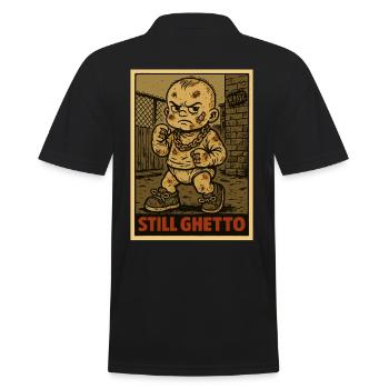 Immer noch Ghetto – Baby mit Faust und Goldkette - Männer Poloshirt - Schwarz - Hinten - Kai (181cm)