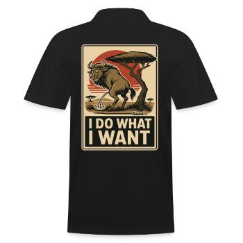 Gnu macht was es will – Revier markieren - Männer Poloshirt - Schwarz - Hinten - Kai (181cm)