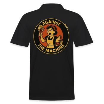 Hausarbeit Hausfrau Gegen die Maschine! - Männer Poloshirt - Schwarz - Hinten - Kai (181cm)