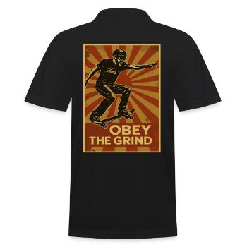 Affiche de skateur rétro – Obey the Grind - Polo Homme - noir - Dos - Kai (181cm)