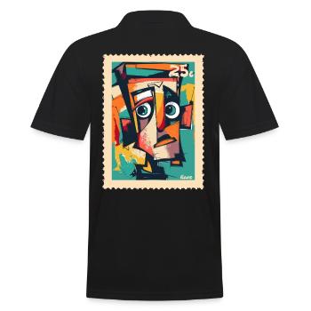 Kubistischer Kopf – Briefmarke der Verwirrung - Männer Poloshirt - Schwarz - Hinten - Kai (181cm)