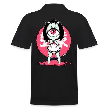 Kawaii-Monster Girl mit einem Auge - Männer Poloshirt - Schwarz - Hinten - Kai (181cm)