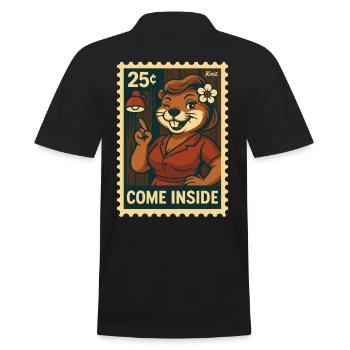 Biber Dame bittet Dich hinein zu kommen - Männer Poloshirt - Schwarz - Hinten - Kai (181cm)