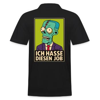 Zombie im Anzug hasst seinen Job - Männer Poloshirt - Schwarz - Hinten - Kai (181cm)