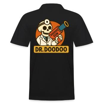 Funny skeleton doctor with doodoo cannon - Men's Polo Shirt - black - Back - Kai (181cm)
