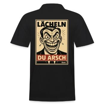 Lächeln du Arsch Sarkamsmus Comic im Retro Stil - Männer Poloshirt - Schwarz - Hinten - Kai (181cm)