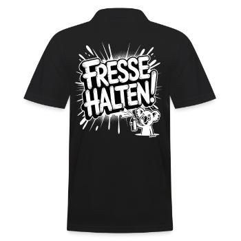 Lustiger Koala mit Fresse halten Spruch - Männer Poloshirt - Schwarz - Hinten - Kai (181cm)