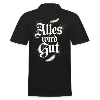 Alles wird gut Spruch mit Federn und Glanz - Männer Poloshirt - Schwarz - Hinten - Kai (181cm)