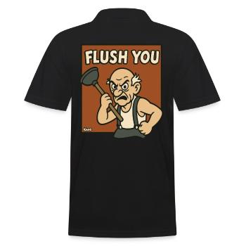 Angry Grandpa with Pawn Comic Motif - Men's Polo Shirt - black - Back - Kai (181cm)