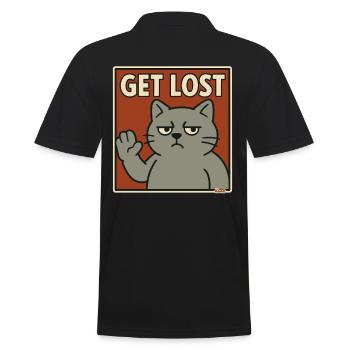 Chat agacé en disant : Sors - Polo Homme - noir - Dos - Kai (181cm)